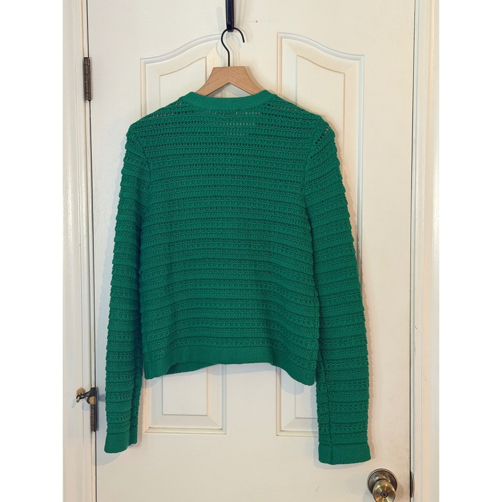 LOFT | 2024 Cardigan Sweater Large Green Textured Knit Gold Button Lady Jacket - Picture 6 of 12